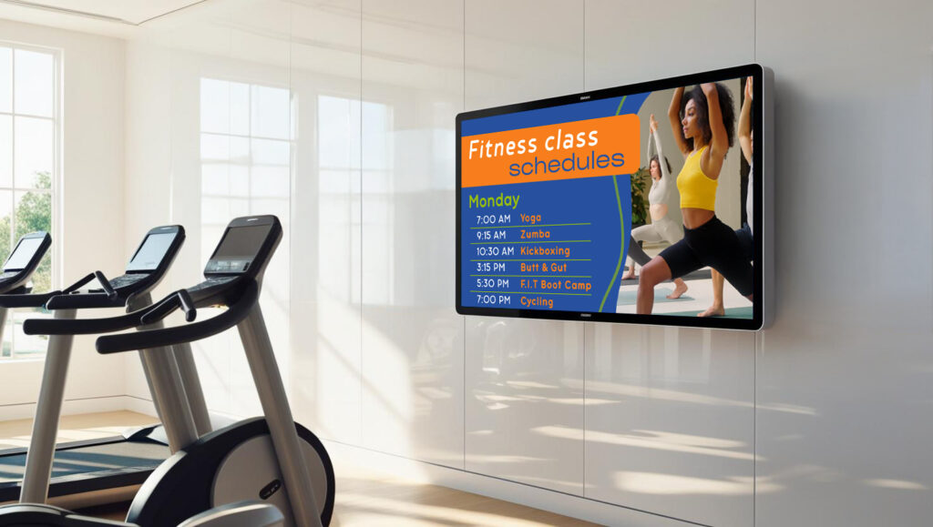 Digital Signage for fitness centers. Display your schedules for members.